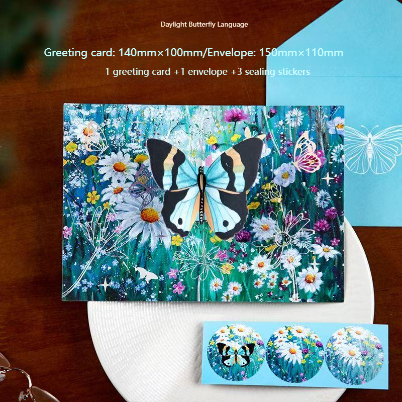 Romantic Greeting Card/Thank You Card/Postcard Set - Handmade Creative Design with Elegant Butterfly Decor