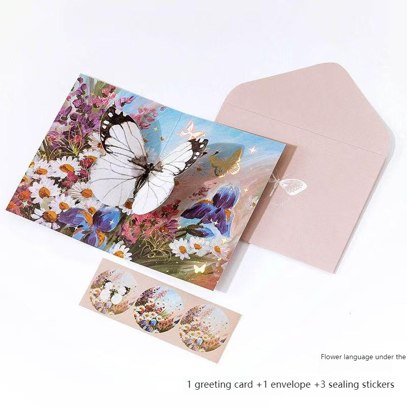 Romantic Greeting Card/Thank You Card/Postcard Set - Handmade Creative Design with Elegant Butterfly Decor