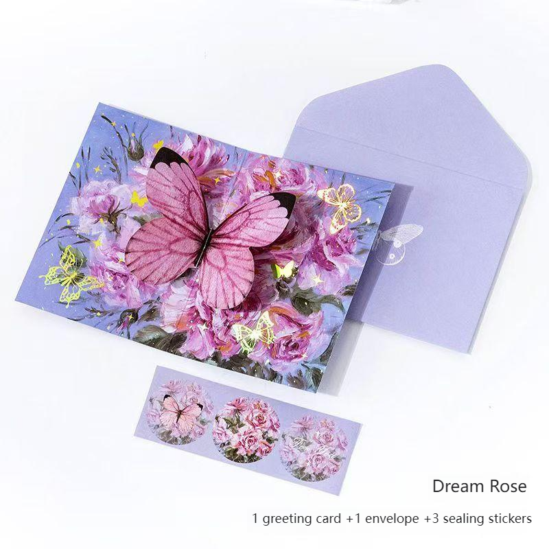 Romantic Greeting Card/Thank You Card/Postcard Set - Handmade Creative Design with Elegant Butterfly Decor