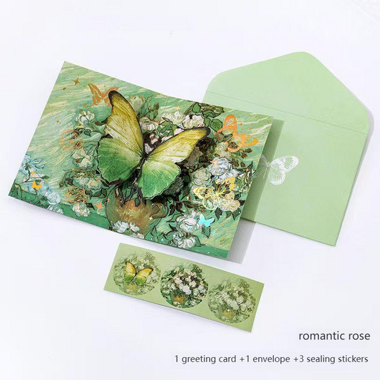 Romantic Greeting Card/Thank You Card/Postcard Set - Handmade Creative Design with Elegant Butterfly Decor