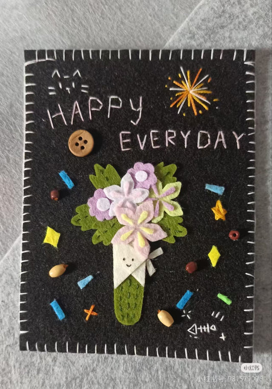 Handmade Non-Woven Fabric Birthday Card