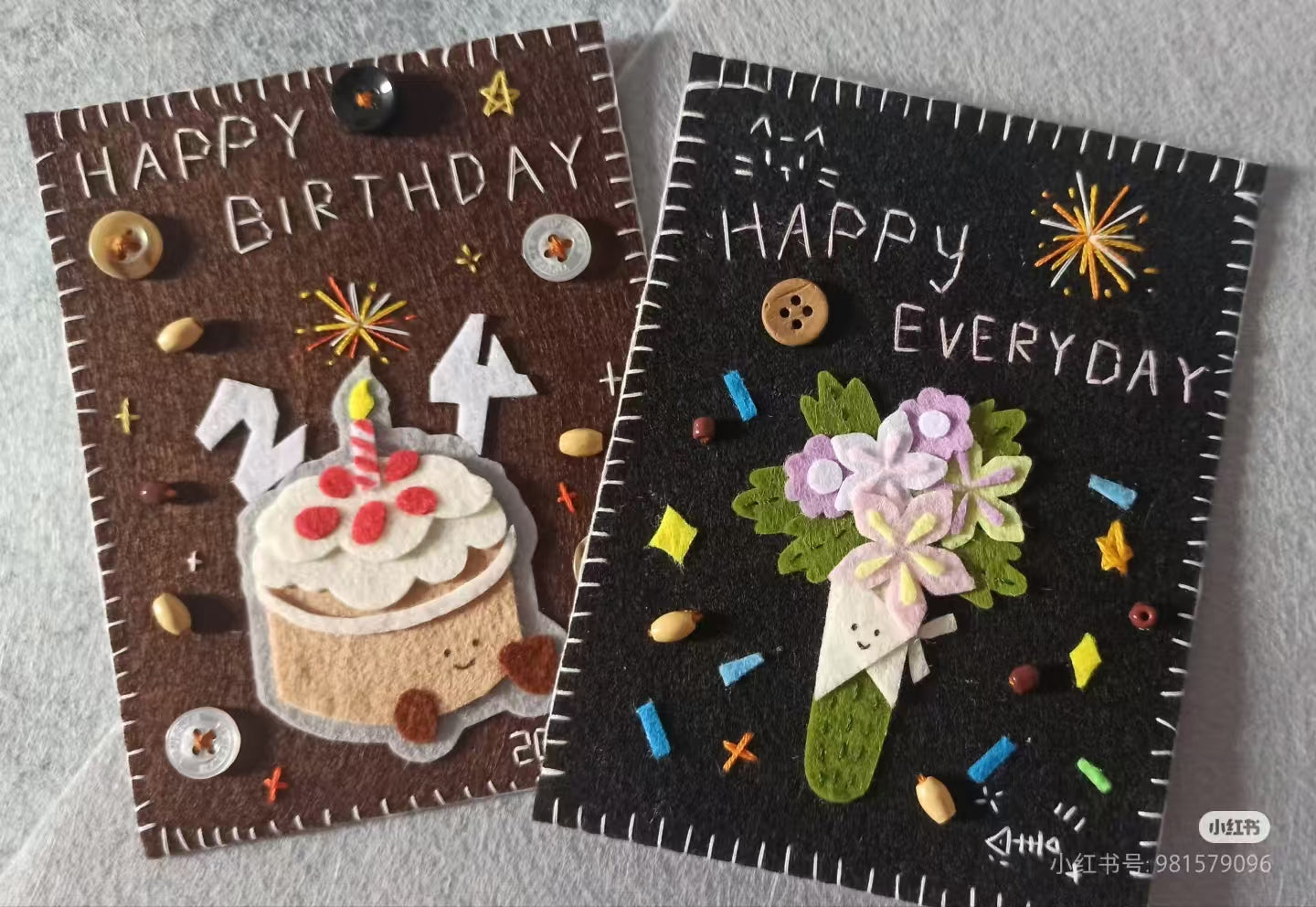 Handmade Non-Woven Fabric Birthday Card