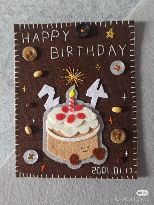 Handmade Non-Woven Fabric Birthday Card