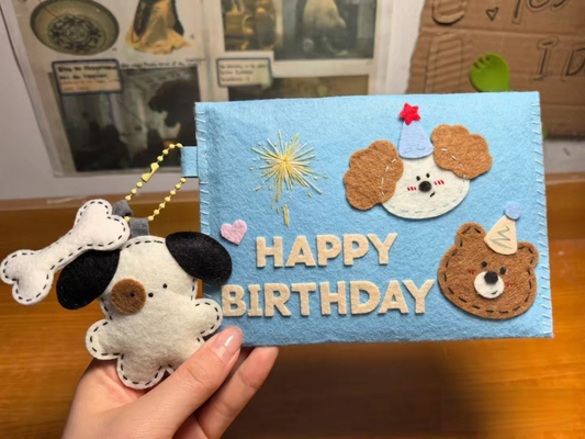 Handmade Felt Birthday Card & Envelope Set