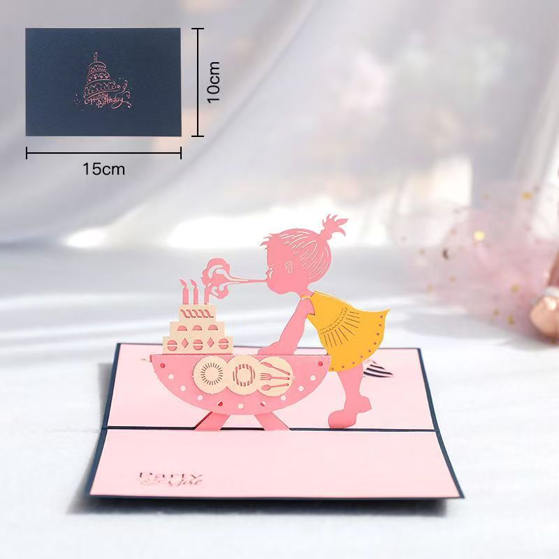 D Pop-Up Birthday Cake Card – Animated Layered Greeting Card with Sparkle & Candles