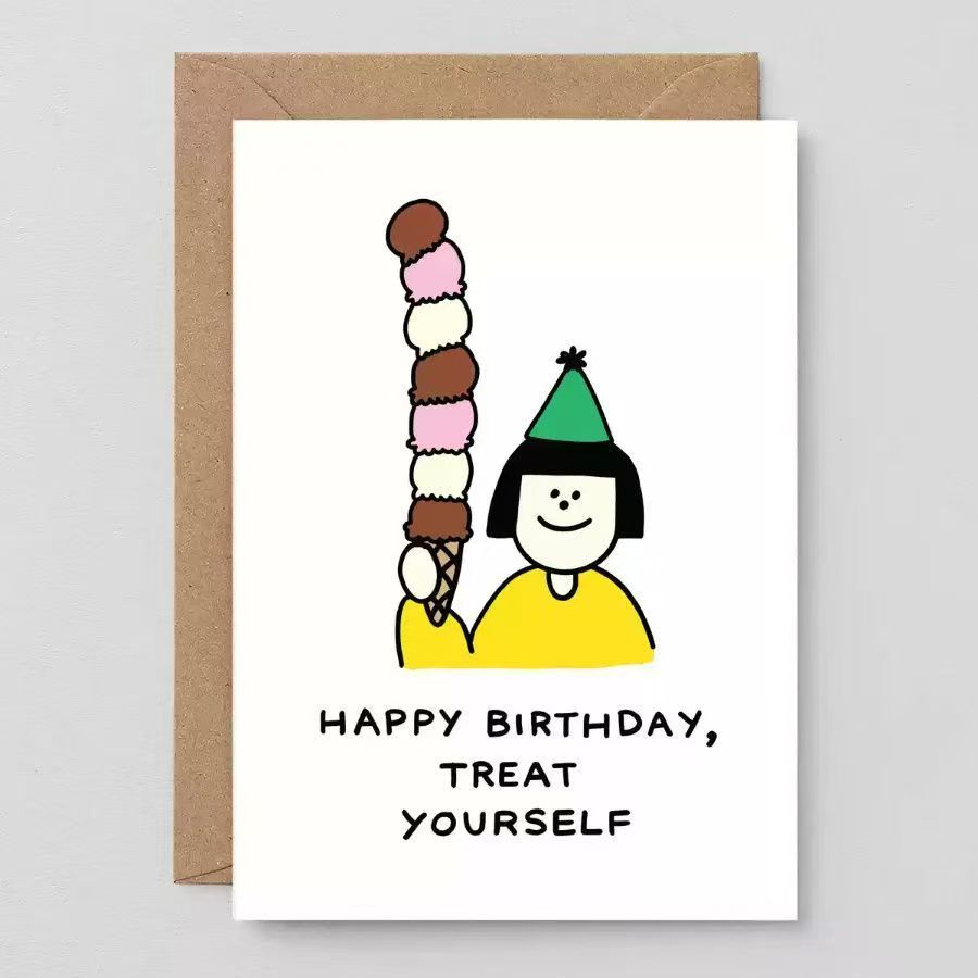 Minimalist Birthday Greeting Card with Envelope – Blank Note Card for Family & Friends