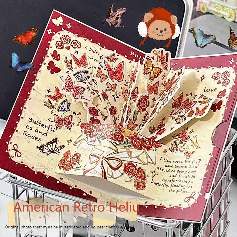 Romantic Greeting Card/Thank You Card/Postcard Set - Handmade Creative Design with Elegant Butterfly Decor