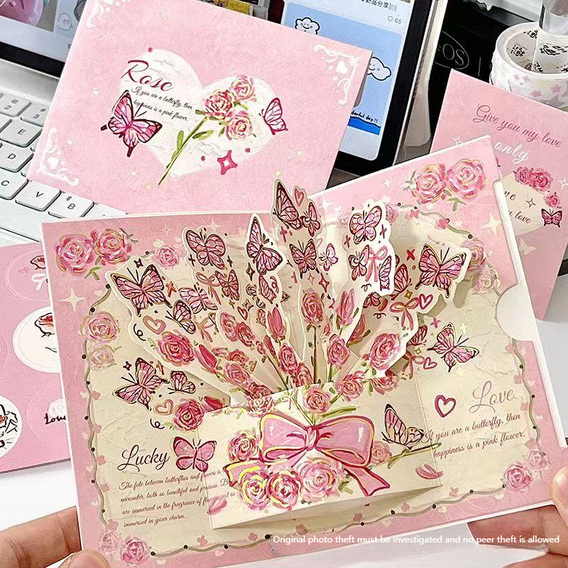 Romantic Greeting Card/Thank You Card/Postcard Set - Handmade Creative Design with Elegant Butterfly Decor