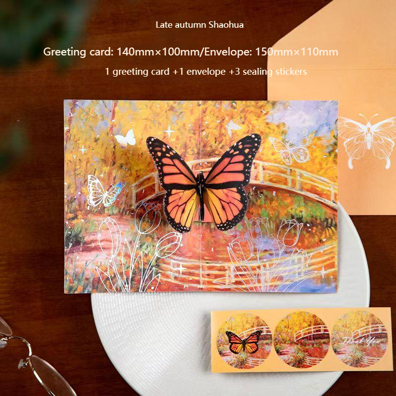 Romantic Greeting Card/Thank You Card/Postcard Set - Handmade Creative Design with Elegant Butterfly Decor
