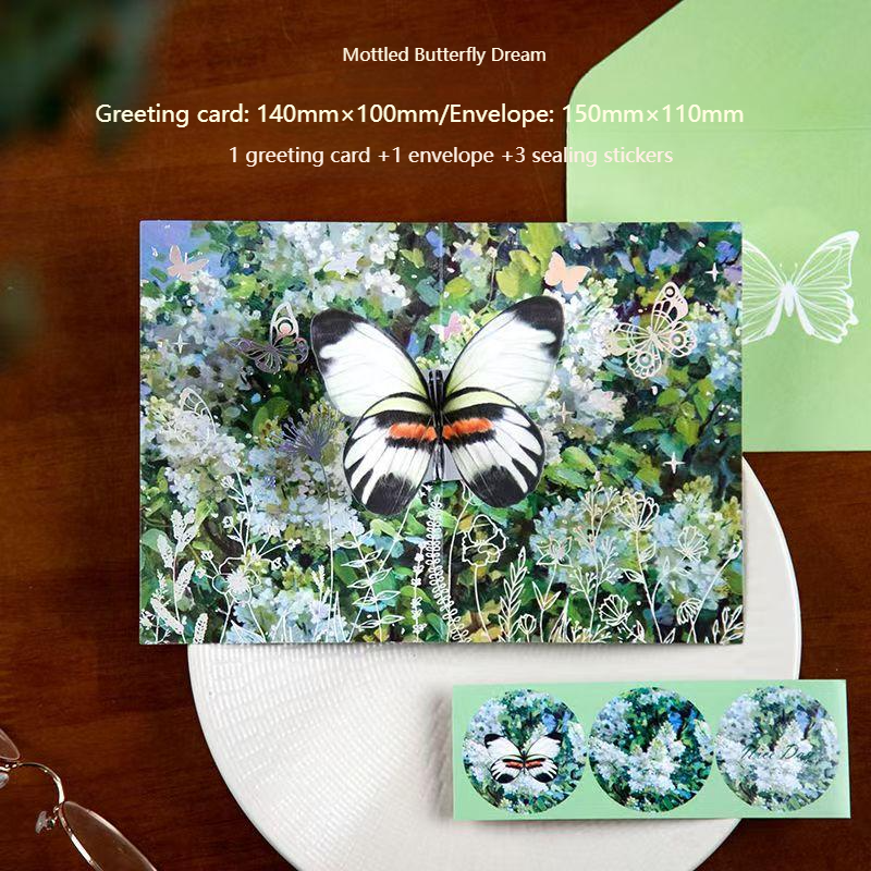 Romantic Greeting Card/Thank You Card/Postcard Set - Handmade Creative Design with Elegant Butterfly Decor