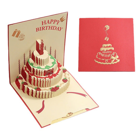 D Pop-Up Birthday Cake Card – Animated Layered Greeting Card with Sparkle & Candles