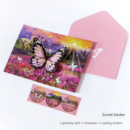 Romantic Greeting Card/Thank You Card/Postcard Set - Handmade Creative Design with Elegant Butterfly Decor