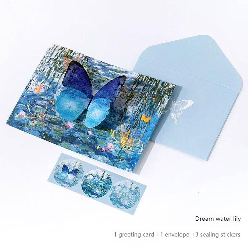 Romantic Greeting Card/Thank You Card/Postcard Set - Handmade Creative Design with Elegant Butterfly Decor