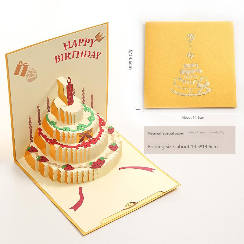 D Pop-Up Birthday Cake Card – Animated Layered Greeting Card with Sparkle & Candles