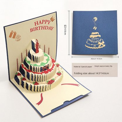 D Pop-Up Birthday Cake Card – Animated Layered Greeting Card with Sparkle & Candles