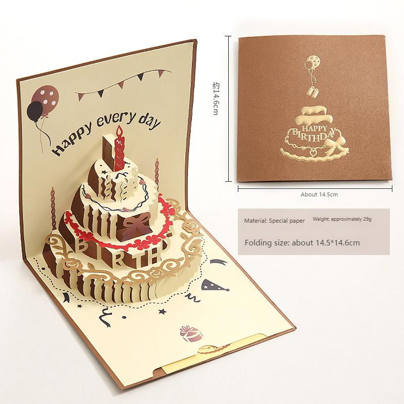 D Pop-Up Birthday Cake Card – Animated Layered Greeting Card with Sparkle & Candles