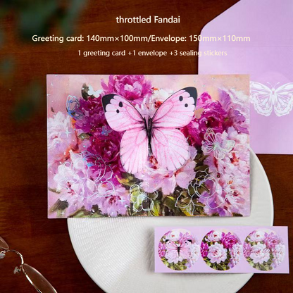 Romantic Greeting Card/Thank You Card/Postcard Set - Handmade Creative Design with Elegant Butterfly Decor