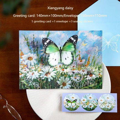 Romantic Greeting Card/Thank You Card/Postcard Set - Handmade Creative Design with Elegant Butterfly Decor
