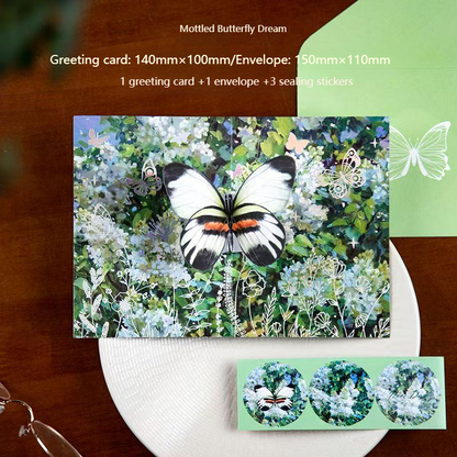 Romantic Greeting Card/Thank You Card/Postcard Set - Handmade Creative Design with Elegant Butterfly Decor